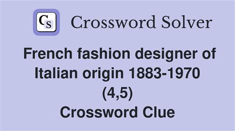 french fashion designer 1883 crossword clue